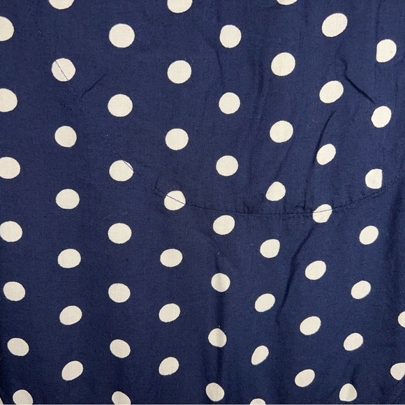 MEDIUM PORRIDGE BLUE WHITE POLKA DOT PRINT TOP SHORT SLEEVE - Picture 6 of 13